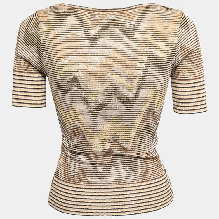 ミッソーニ　トップス Missoni Sport Vintage Multicolor Zig-Zag Patterned knit V