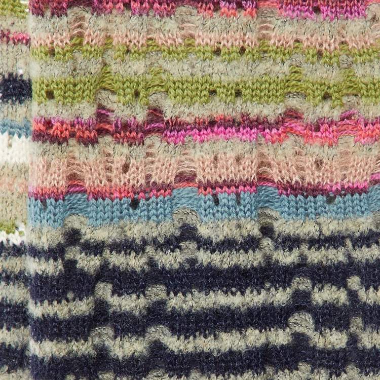 Pre Owned Missoni Multicolor Eyelet Knit Wool & Mohair Stole