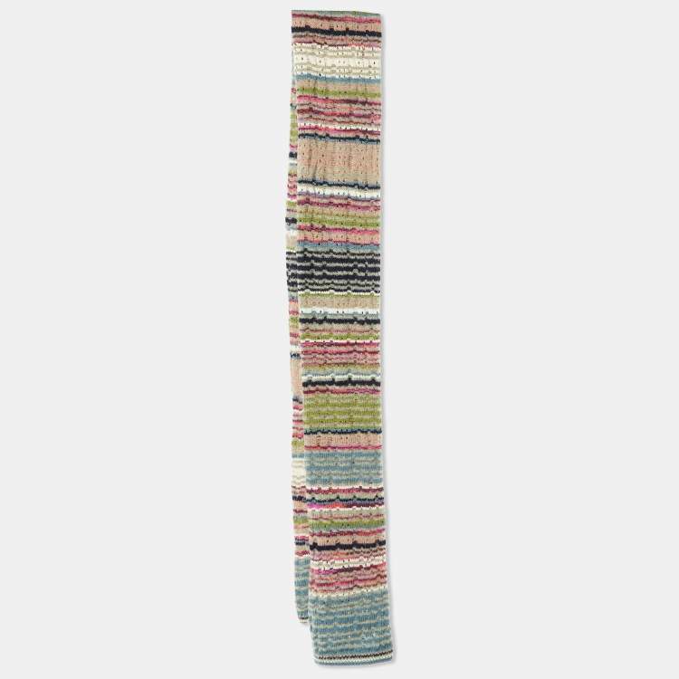 Pre Owned Missoni Multicolor Eyelet Knit Wool & Mohair Stole