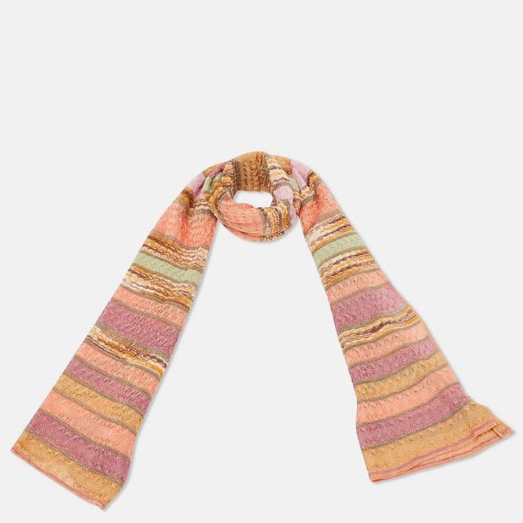 Pre Owned Missoni Multicolor Striped Lurex & Wool Knit Stole 