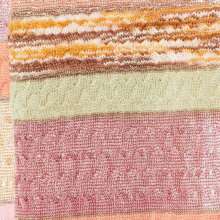 Pre Owned Missoni Multicolor Striped Lurex & Wool Knit Stole 