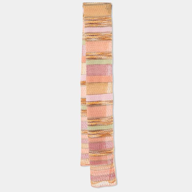 Pre Owned Missoni Multicolor Striped Lurex & Wool Knit Stole 