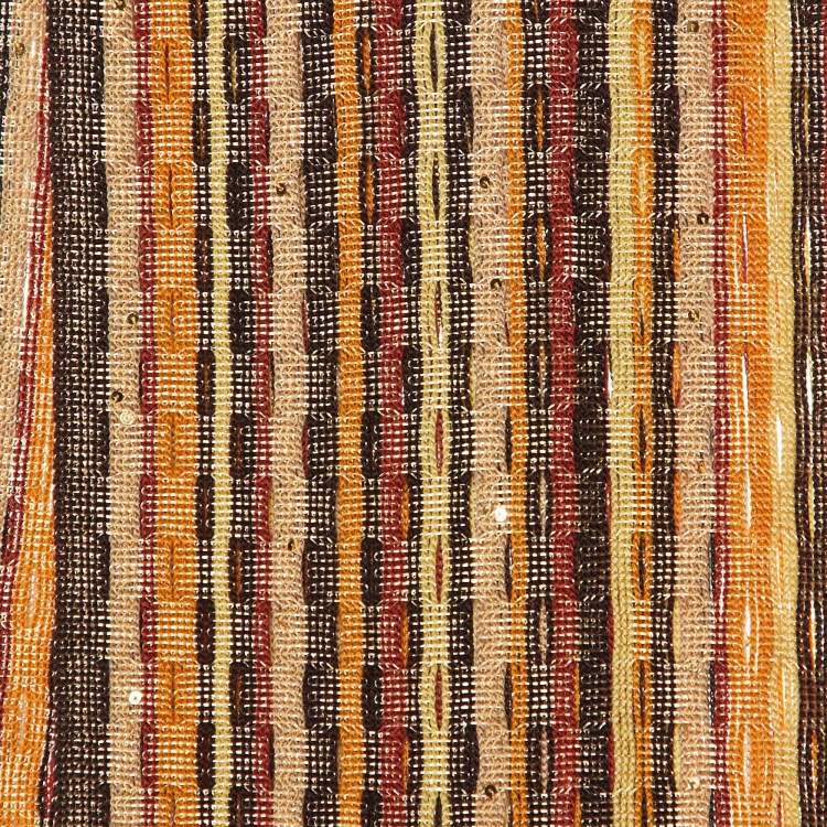 Pre Owned Missoni Brown Sequin Embellished Striped Wool Knit Stole 