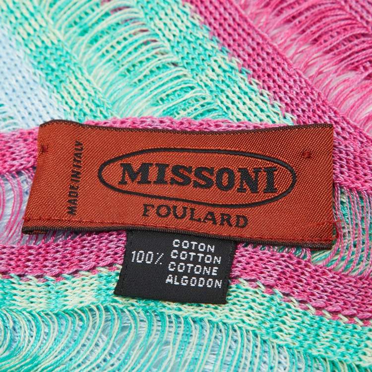 Pre Owned Missoni Multicolor Striped Cotton Knit Stole 