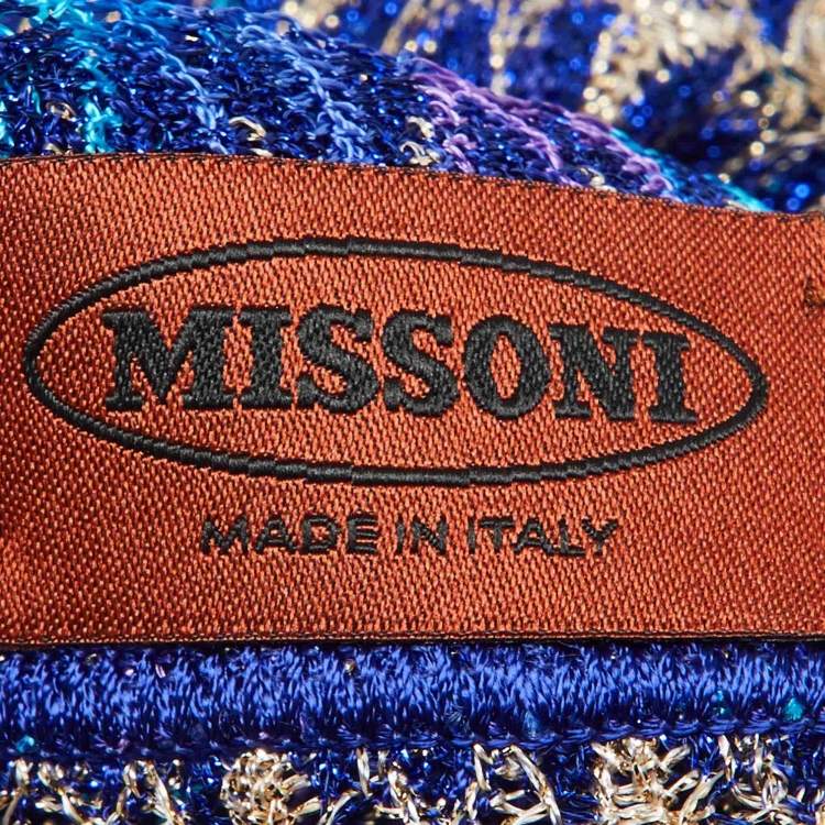 Pre Owned Missoni Blue/Purple Textured Lurex Knit Stole 