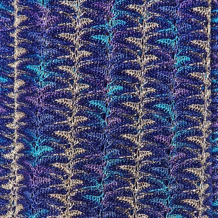 Pre Owned Missoni Blue/Purple Textured Lurex Knit Stole 