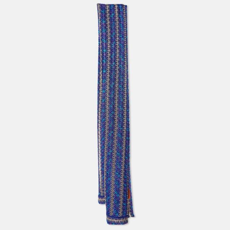 Pre Owned Missoni Blue/Purple Textured Lurex Knit Stole 