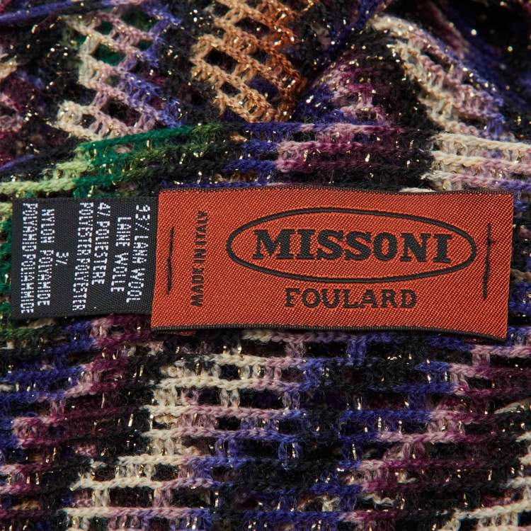 Pre Owned Missoni Multicolor Zig Zag Pattern Lurex Knit Stole 