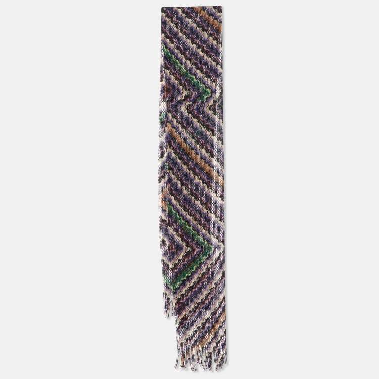 Pre Owned Missoni Multicolor Zig Zag Pattern Lurex Knit Stole 