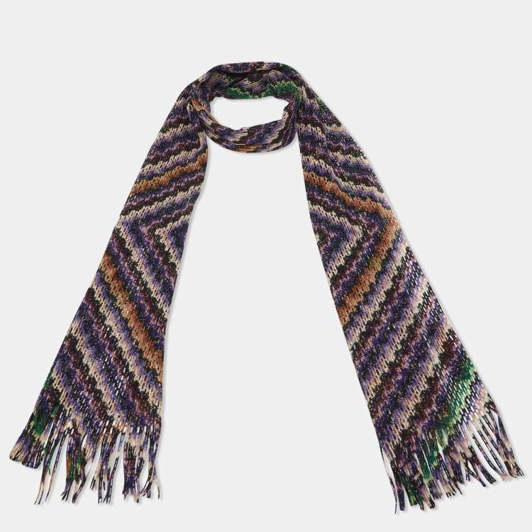 Pre Owned Missoni Multicolor Zig Zag Pattern Lurex Knit Stole 