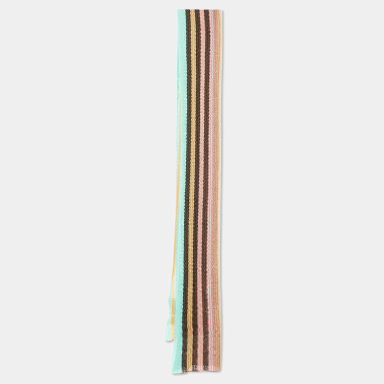 Pre Owned Missoni Multicolor Striped Wool Knit Stole