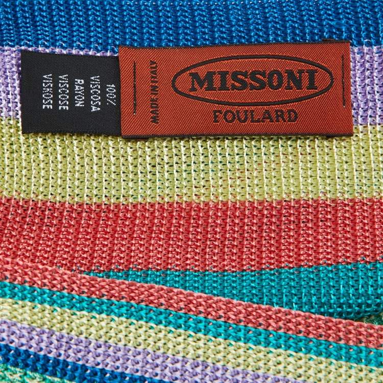 Pre Owned Missoni Multicolor Striped Knit Fringed Stole 