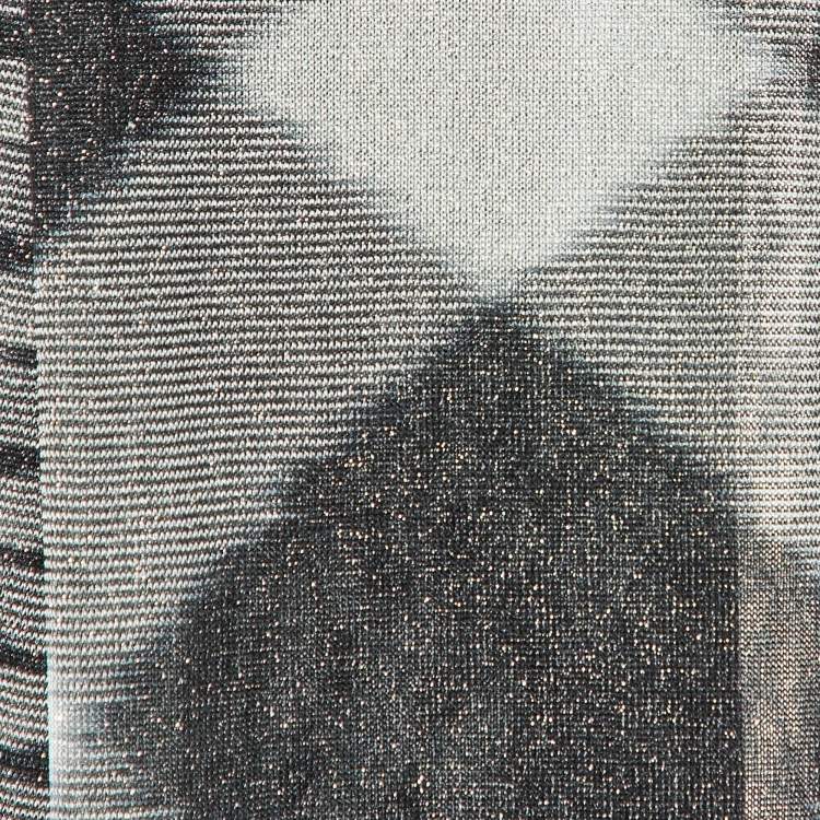 Pre Owned Missoni Monochrome Diamond Pattern Lurex Knit Stole