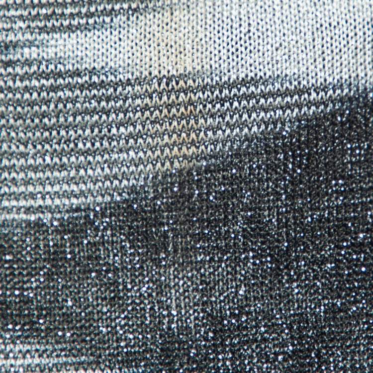 Pre Owned Missoni Monochrome Diamond Pattern Lurex Knit Stole