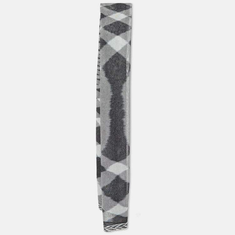 Pre Owned Missoni Monochrome Diamond Pattern Lurex Knit Stole