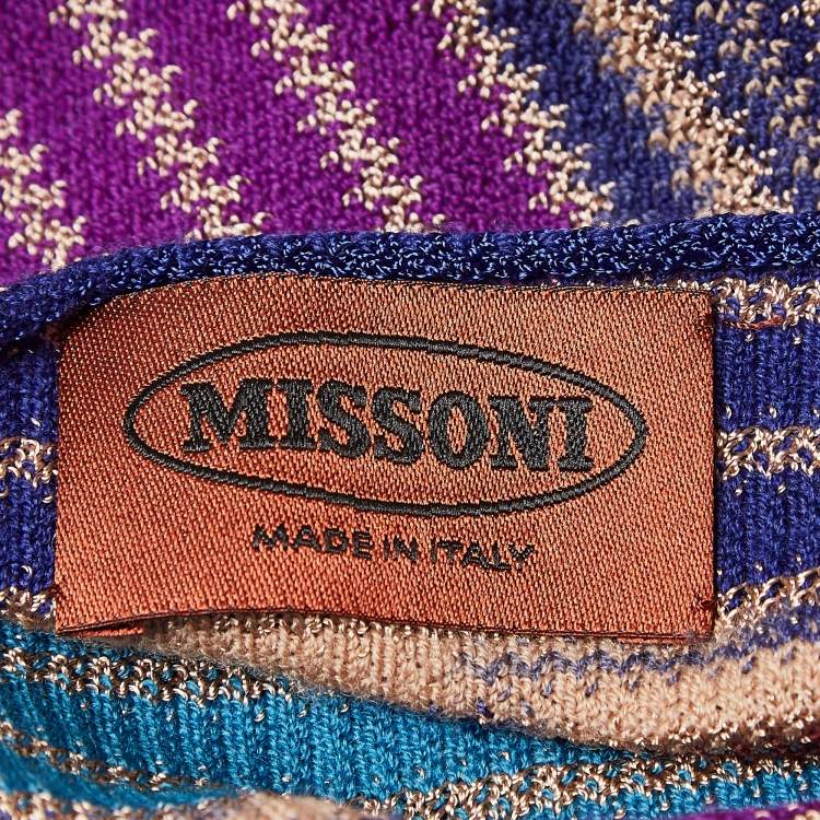 Pre Owned Missoni Blue Striped Wool Knit Shawl 