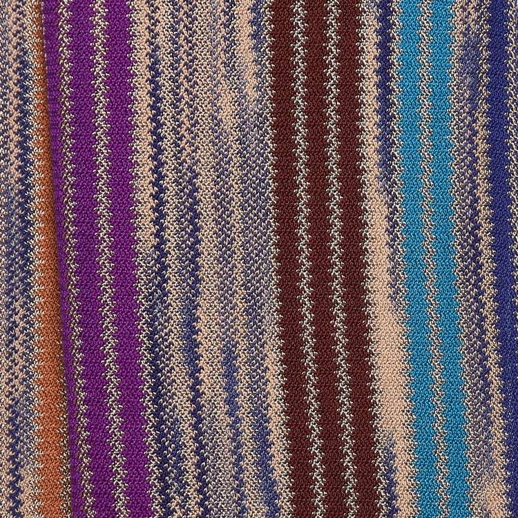 Pre Owned Missoni Blue Striped Wool Knit Shawl 