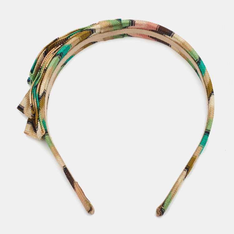 Pre Owned Missoni Multicolor Pleated Knit Head Band