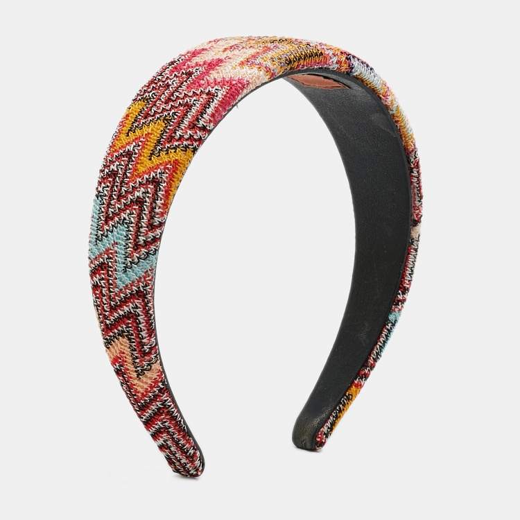 Pre Owned Missoni Multicolor Chevron Crochet Hairband 