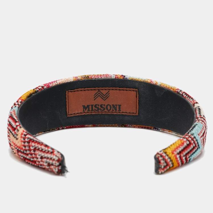 Pre Owned Missoni Multicolor Chevron Crochet Hairband 