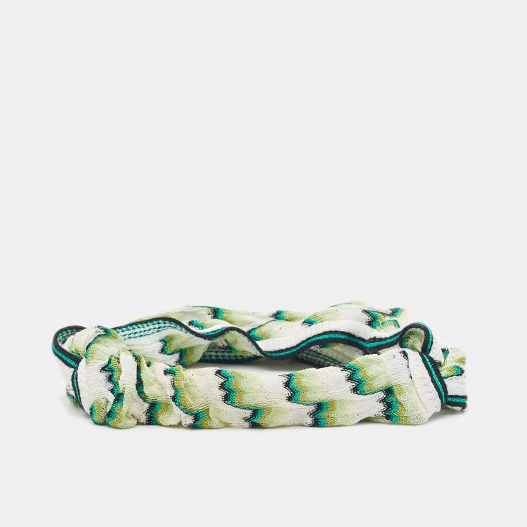 Pre Owned Missoni Green Patterned Crochet Head Band