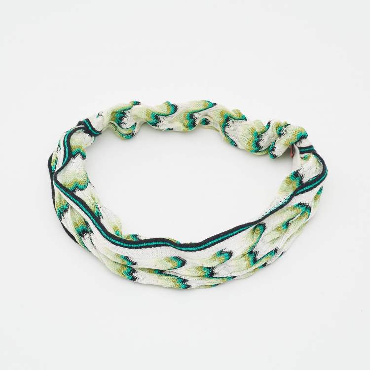 Pre Owned Missoni Green Patterned Crochet Head Band