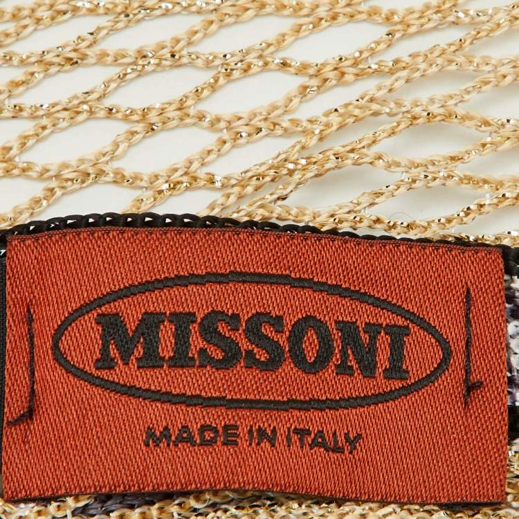 Pre Owned Missoni Beige Lurex Open Knit Fringed Stole