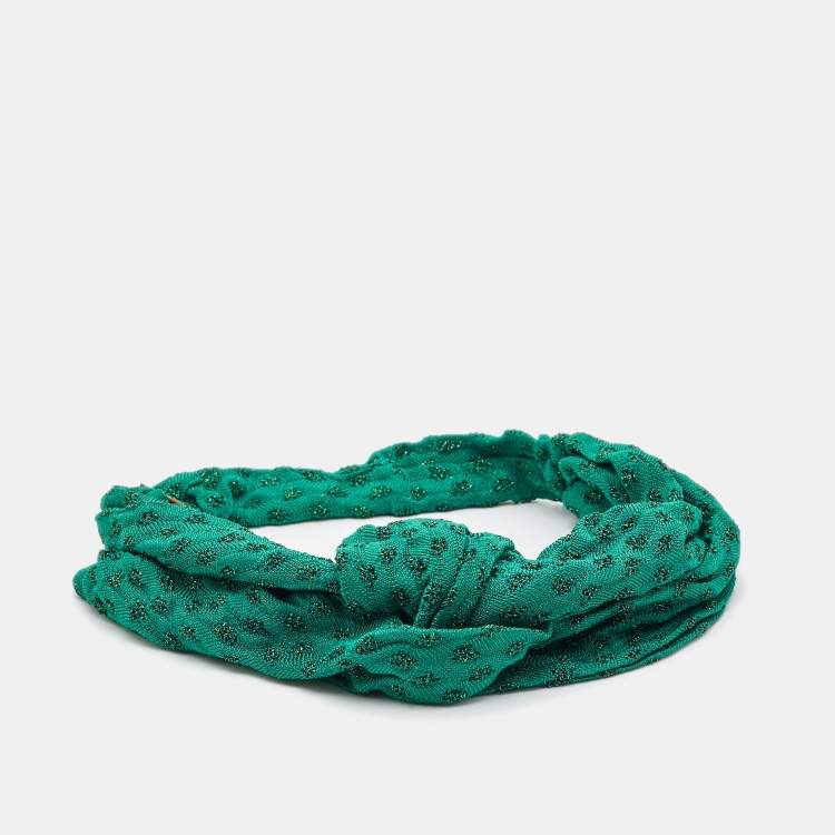 Pre Owned Missoni Green Lurex Knit Hairband One Size