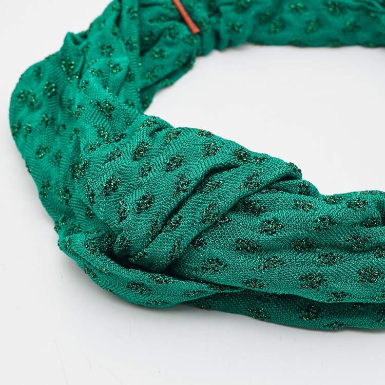 Pre Owned Missoni Green Lurex Knit Hairband One Size