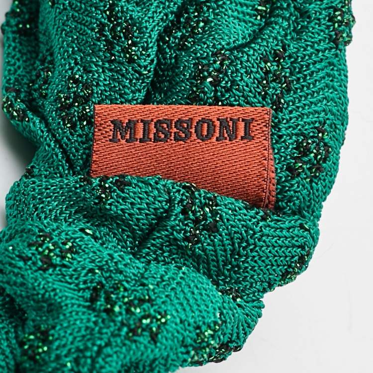 Pre Owned Missoni Green Lurex Knit Hairband One Size