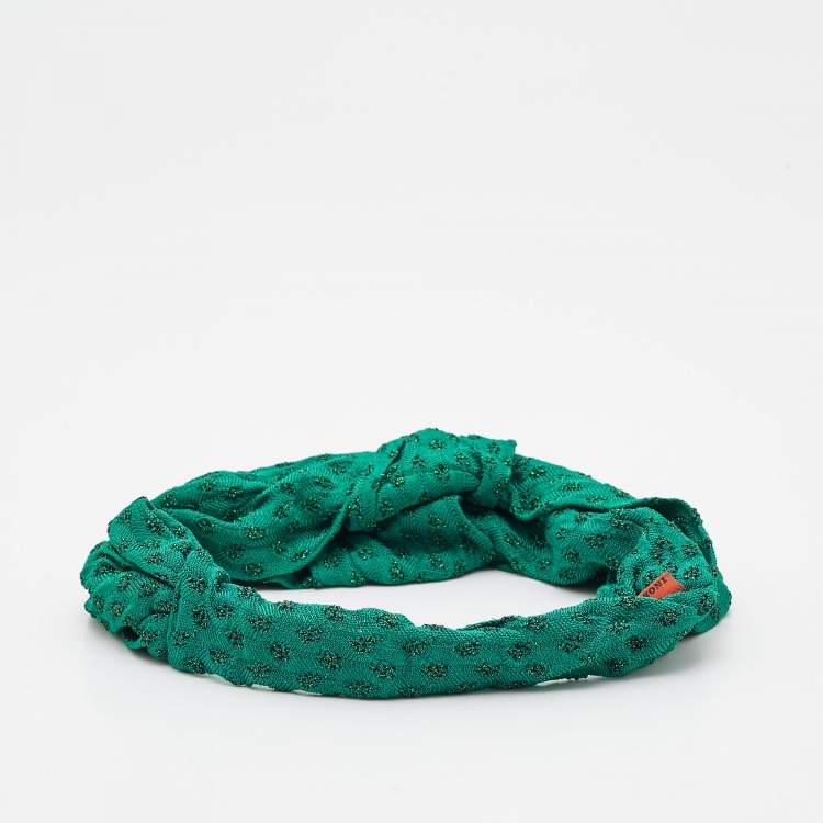 Pre Owned Missoni Green Lurex Knit Hairband One Size