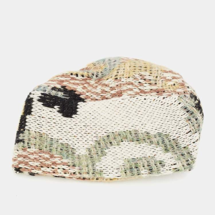 Pre Owned Missoni Beige Wool Knit Turban Beanie 