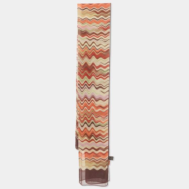 Pre Owned Missoni Brown Printed Silk Scarf