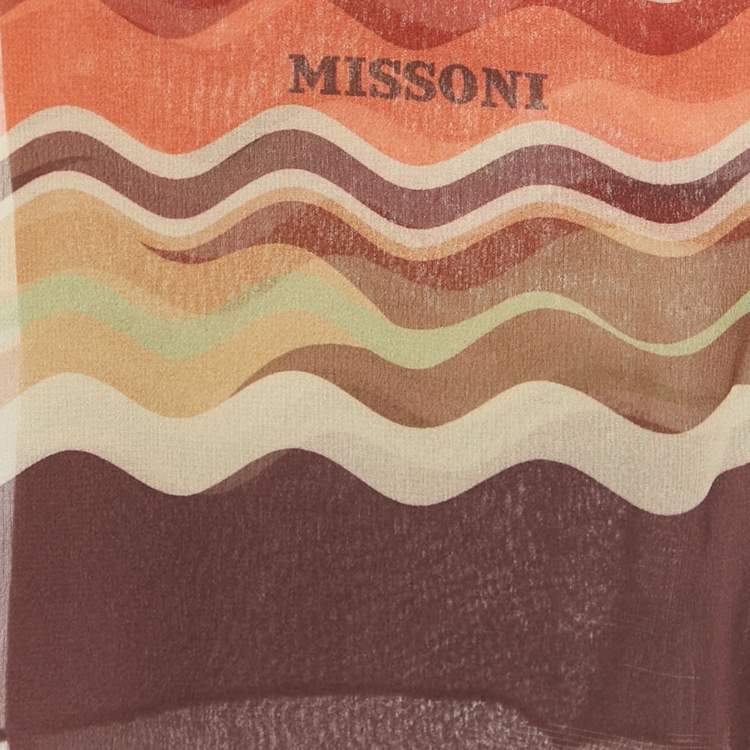 Pre Owned Missoni Brown Printed Silk Scarf