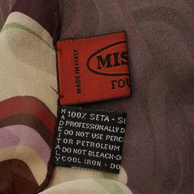 Pre Owned Missoni Brown Printed Silk Scarf