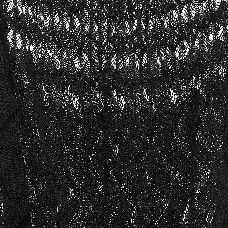 Pre Owned Missoni Black Patterned Knit Scarf 