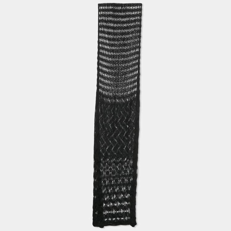 Pre Owned Missoni Black Patterned Knit Scarf 
