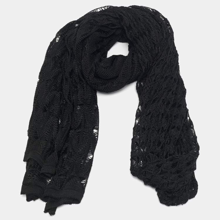 Pre Owned Missoni Black Patterned Knit Scarf 