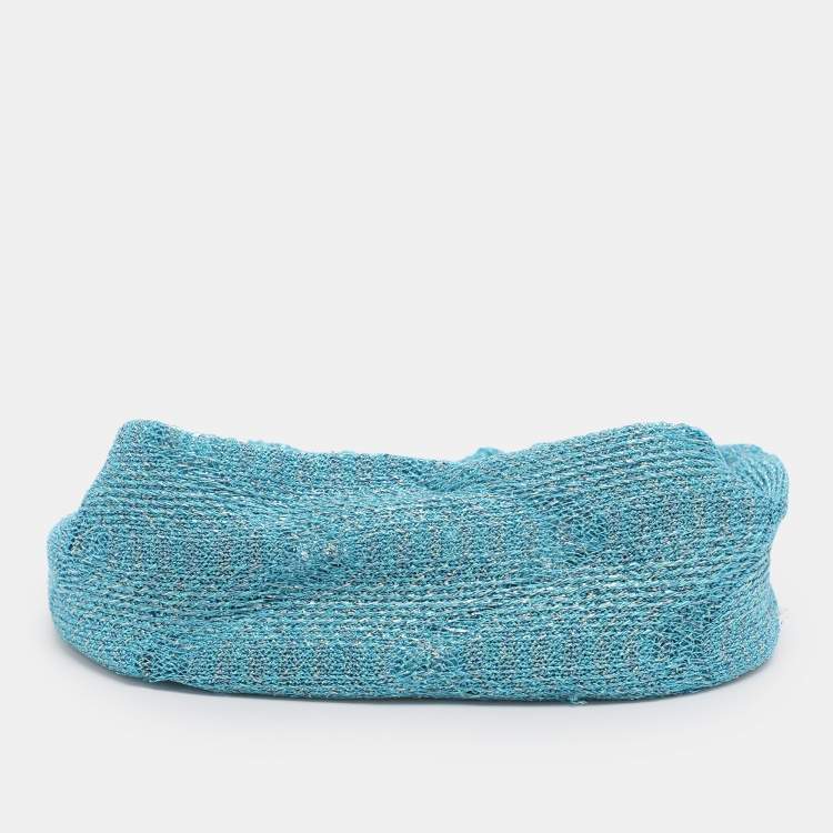 مملوكة مسبقًا Missoni Metallic Blue Knotted Crochet Knit Headband