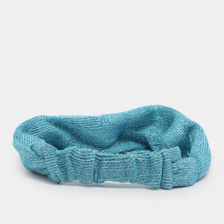مملوكة مسبقًا Missoni Metallic Blue Knotted Crochet Knit Headband