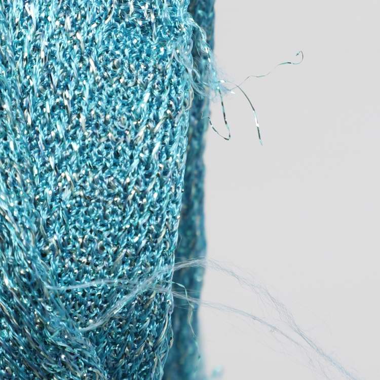 مملوكة مسبقًا Missoni Metallic Blue Knotted Crochet Knit Headband
