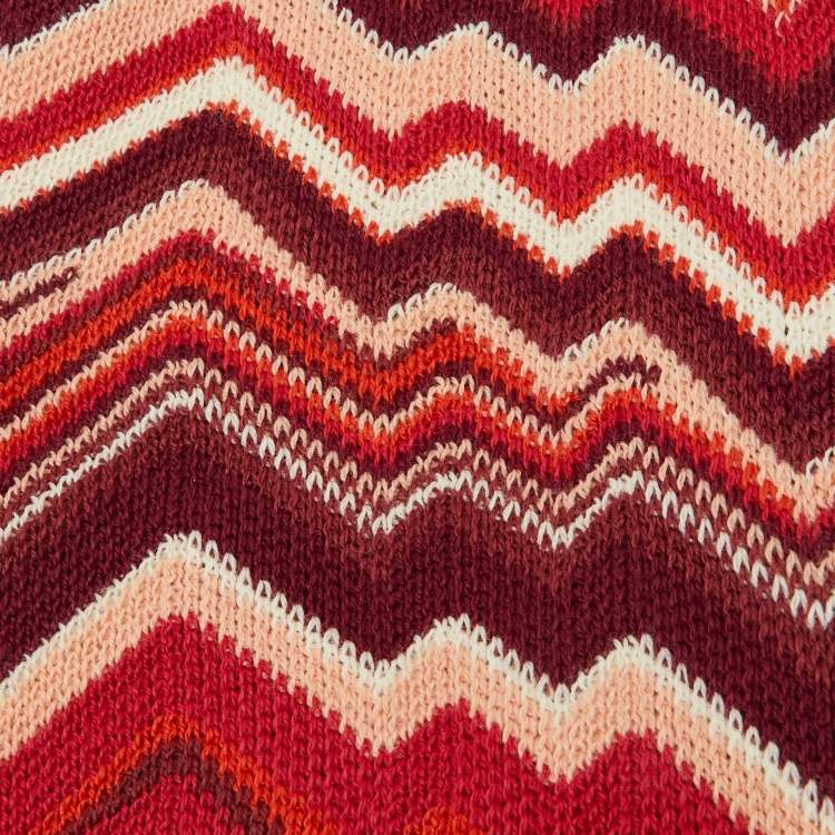 Pre Owned وشاح ميزوني تريكو قطني بنمط شيفرون متعدد الألوان