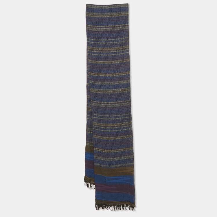 Pre Owned Missoni Blue Striped Striped Cotton Jacquard Shawl