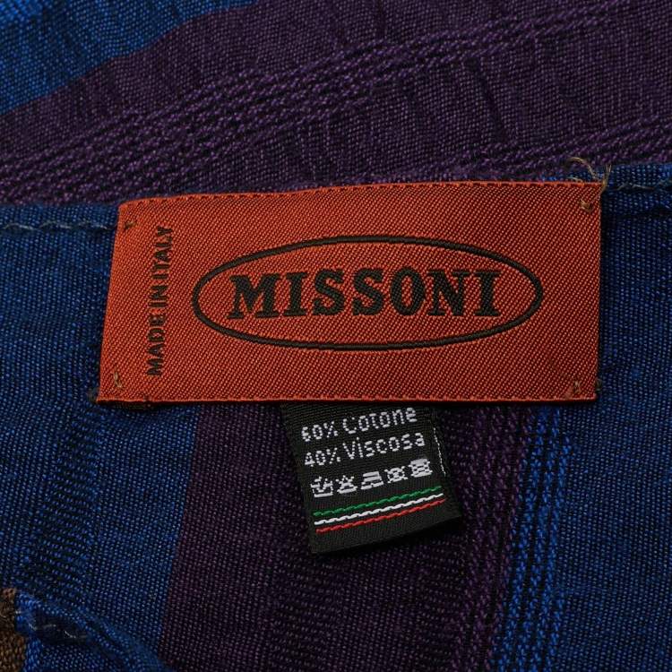 Pre Owned Missoni Blue Striped Striped Cotton Jacquard Shawl