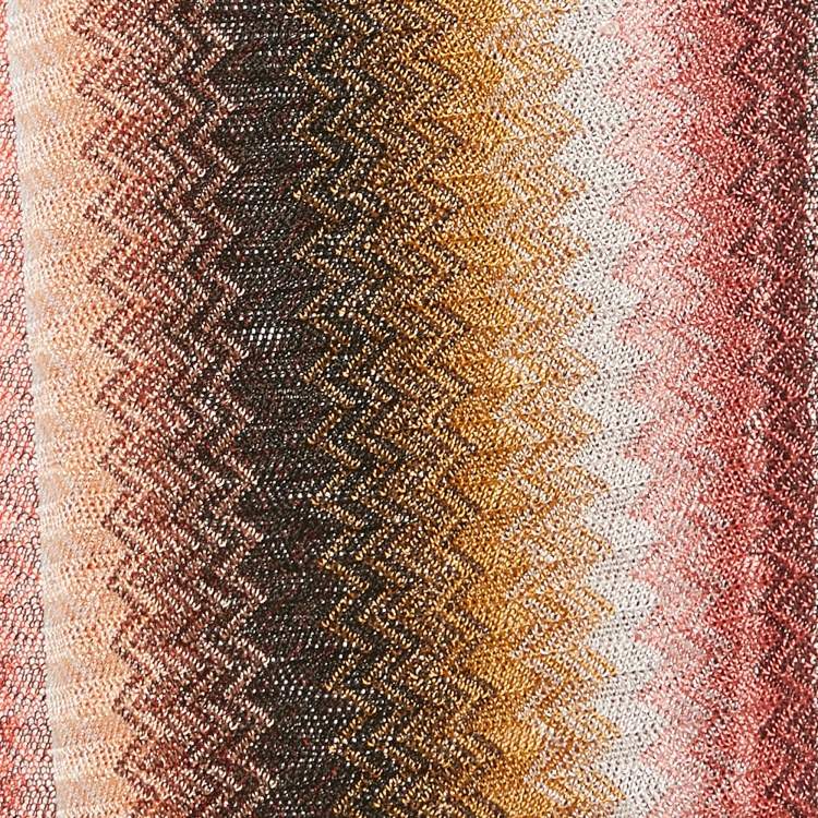 Pre Owned Missoni Multicolor Zig Zag Knit Fringed Stole 