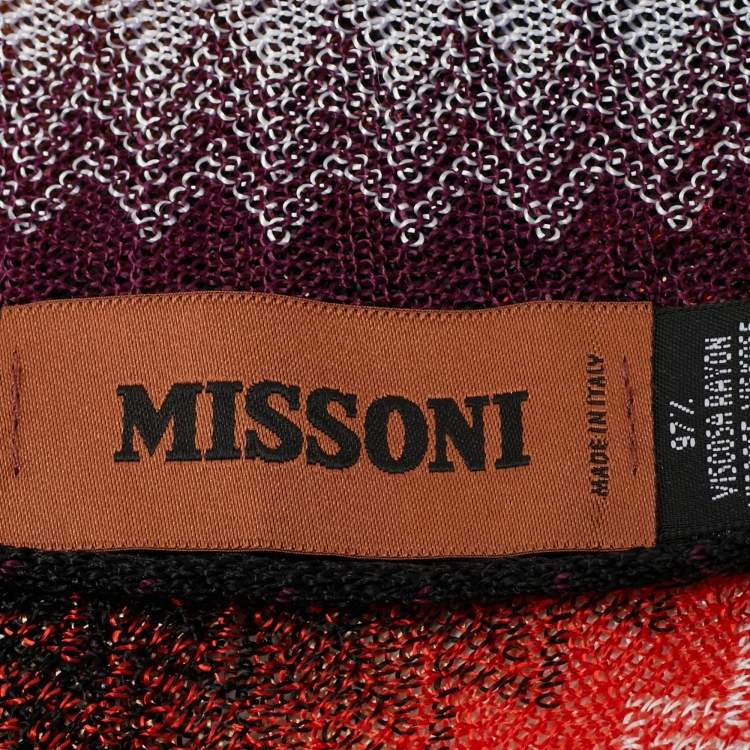 Pre Owned Missoni Multicolor Zig Zag Knit Fringed Stole 