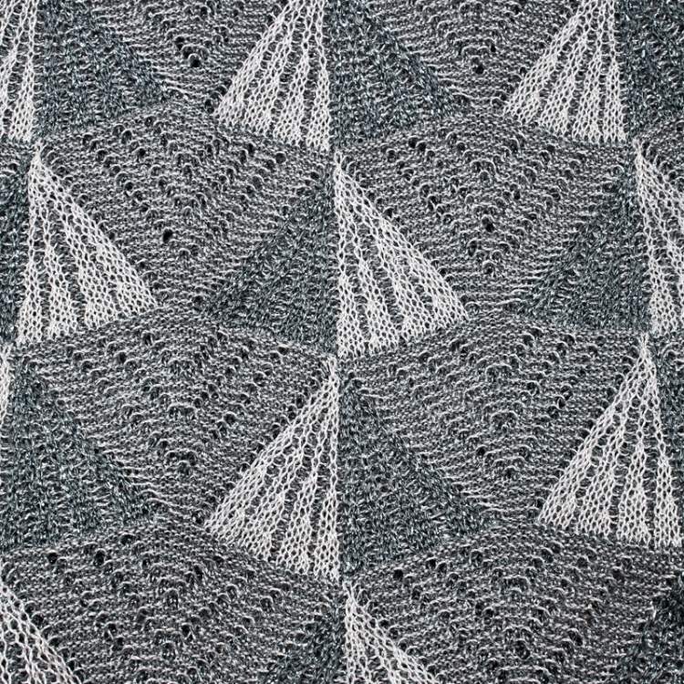 Pre Owned Missoni Grey and Pink Lurex Perforated Knit Stole
