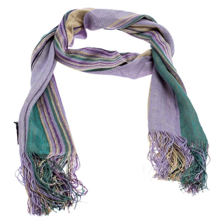 Pre Owned Missoni Multicolor Striped Knit Scarf