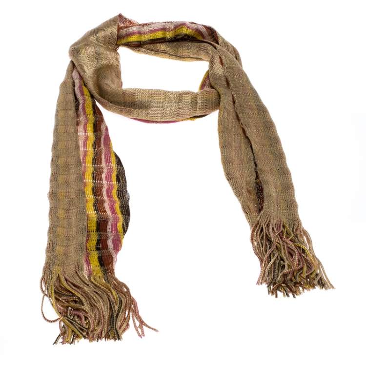 Pre Owned Missoni Multicolor Lurex Detail Stripe Bonded Stole