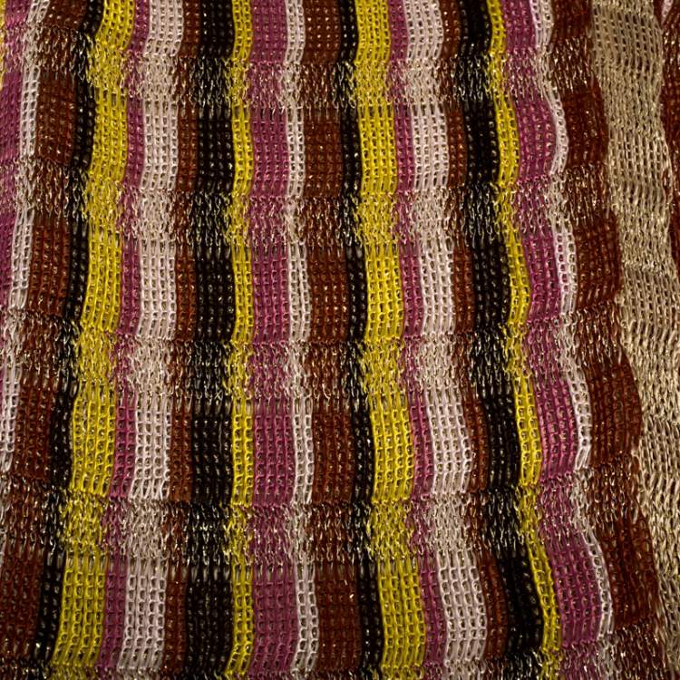 Pre Owned Missoni Multicolor Lurex Detail Stripe Bonded Stole
